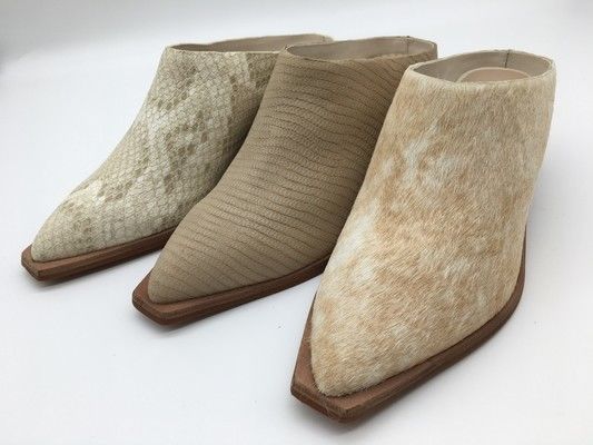 Vật liệu da phụ nữ Mules Heels, 4.5 inch cao cao mules với Close Toe