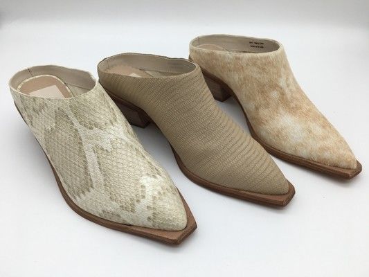 Vật liệu da phụ nữ Mules Heels, 4.5 inch cao cao mules với Close Toe